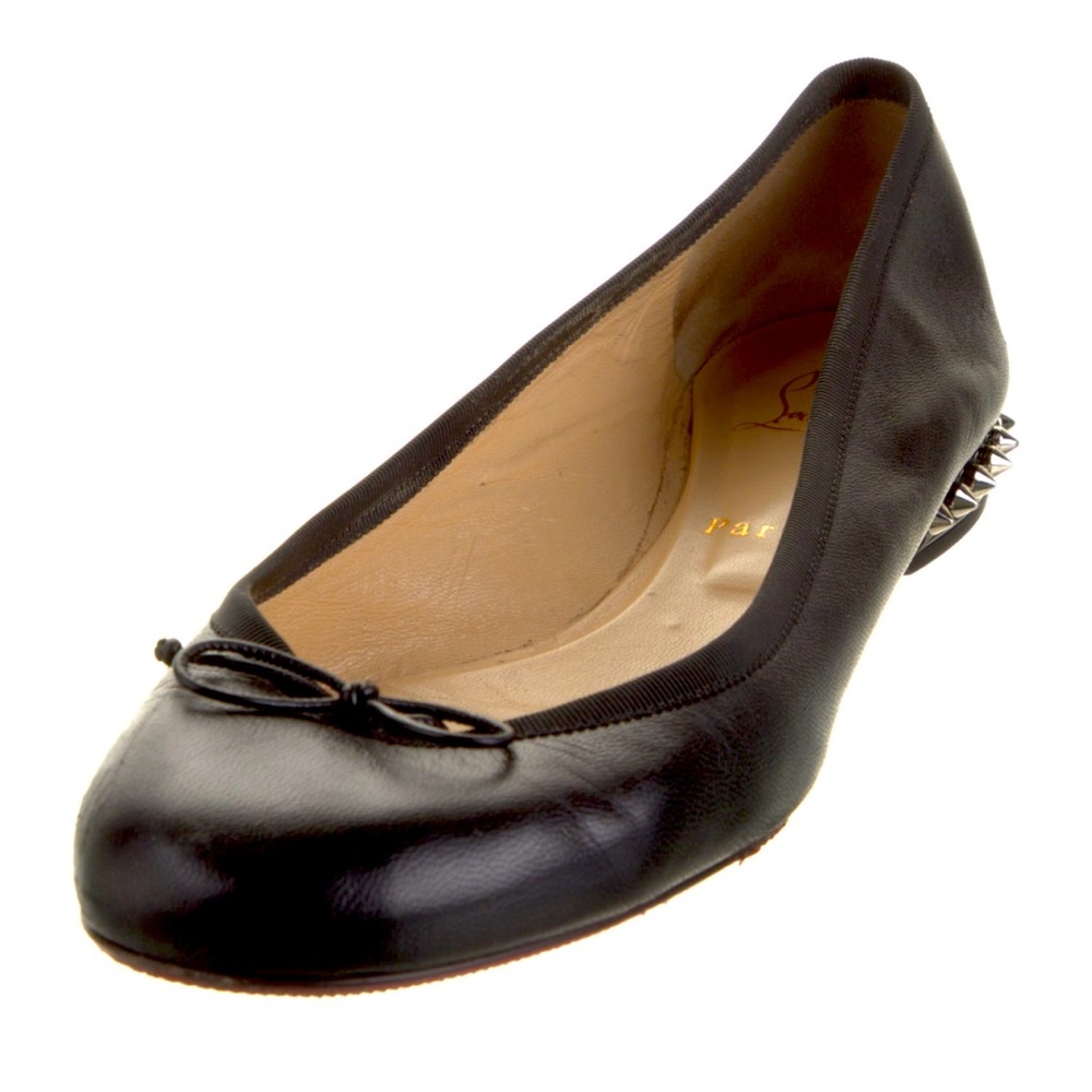 Christian Louboutin - La Massine Spiked Leather Ballet Flats - Black
